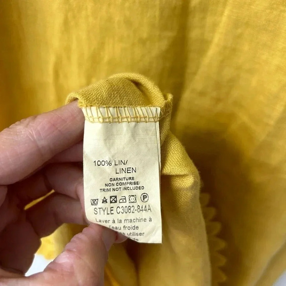 Charlie B 100% linen  yellow dress bow - Picture 5 of 9